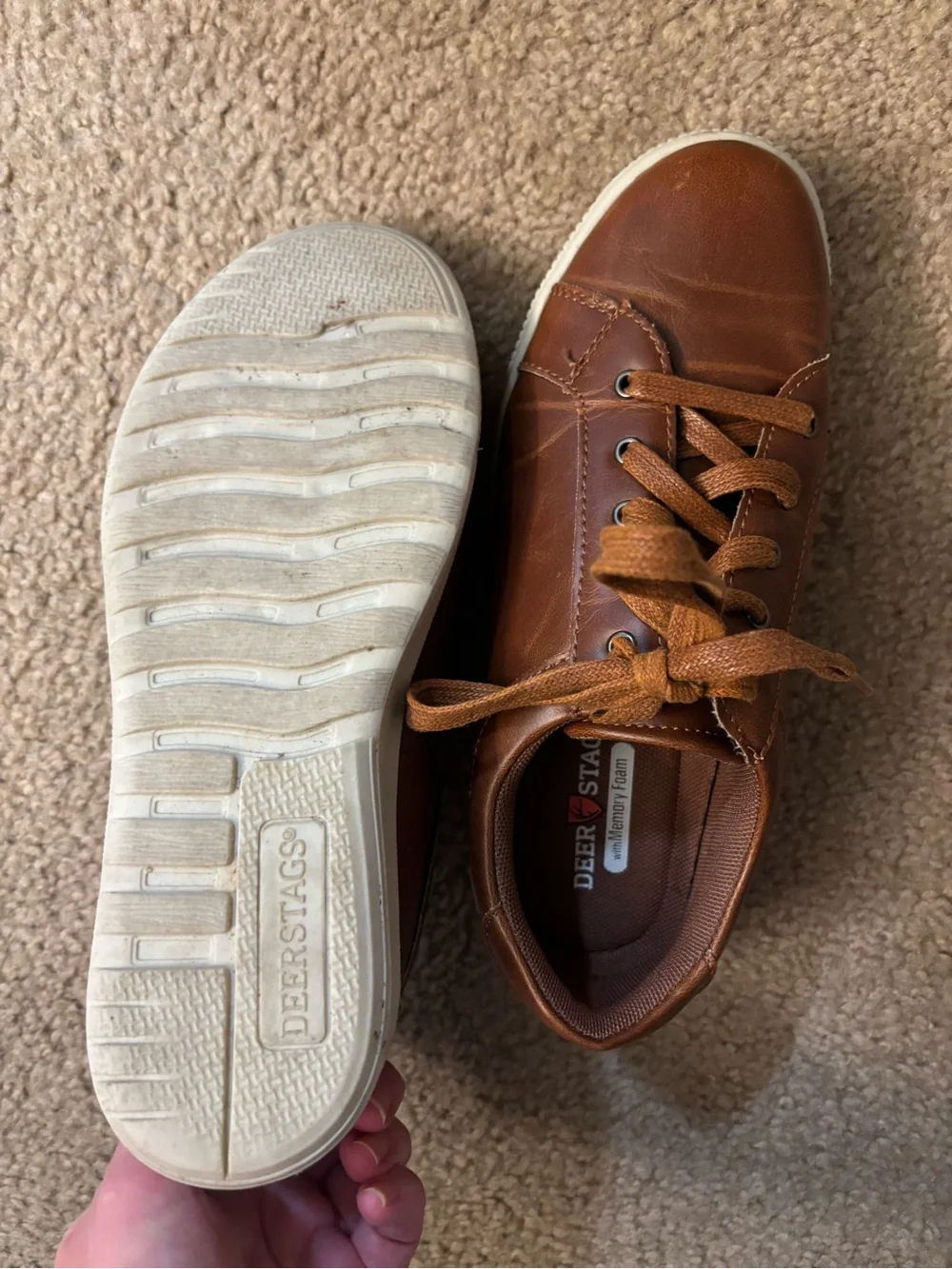Deer Stags Boys Tan Brown Lace-Up Casual Sneakers